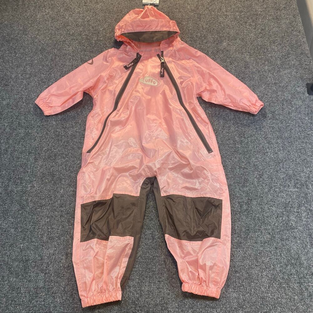 Tuffo Muddy Buddy Rain Suit Girls 2T Toddler Pink Hooded Waterproof Coverall
